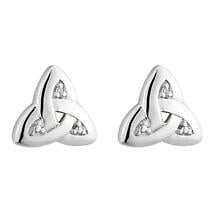 Celtic Earrings - 14k White Gold Trinity Knot Diamond Earrings Product Image